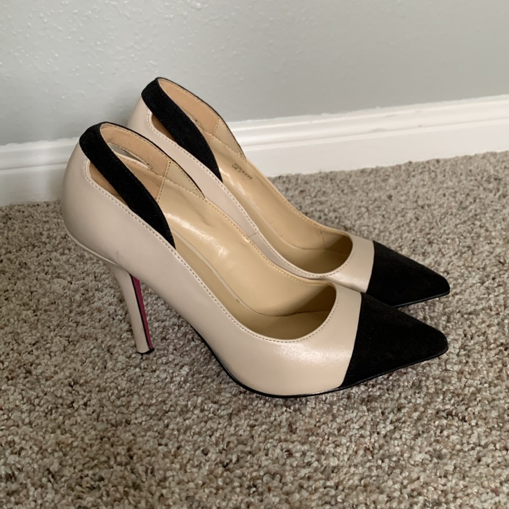 Cap Toe Two Tone Heel Pumps